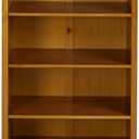 Shaker Style 4 Shelf Bookcase / Solid Wood / 48" High / Adjustable Shelving / Closed Back / Display Bookshelf for Living Room, Bedroom, Home and Office, Cherry (Brown)