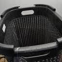 Mind Reader 60L Slim Laundry Hamper, Clothes Basket, Lid, Wicker Design, Plastic, 17.65"L x 13.75"W x 24.15"H, Black, 1 Piece