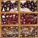 6 Sheet Christmas Window Clings【Double-Sided Pattern】【Easy to Stick】【Waterproof】 Window Stickers for Christmas Decorations，C
