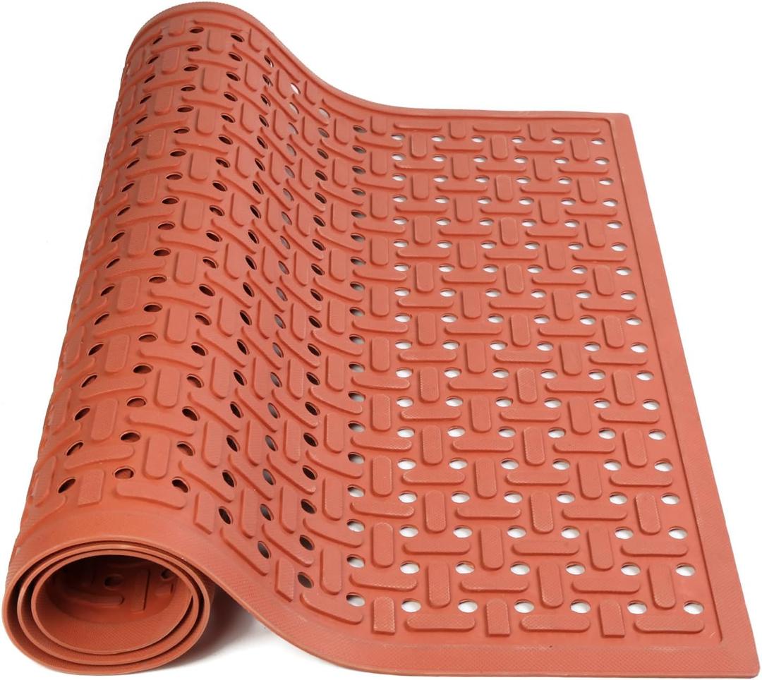 Rubber Non-Slip Waterproof Floor Mat Heavy Duty Anti-Fatigue Mats 33"x57" for Wet or Snow Deck, Restaurant Bar Kitchen (OrangeRed)