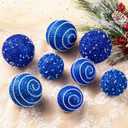 Royal Blue Christmas Ball Ornaments, Christmas Ball Decorations Shatterproof Plastic Hanging Pearl Balls for Holiday Party(90mm/3.54", 9ct)