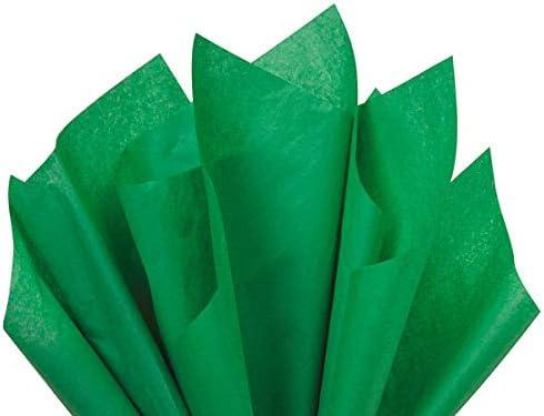 Festive Green Tissue Paper Squares, Bulk 10 Sheets, Premium Gift Wrap and Art Supplies for Birthdays, Holidays, or Presents by Feronia packaging, Large 15 Inch x 20 Inch Made in USA
