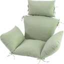 Egg Chair Cushion with 8 Securing Straps, Water-Repellent & Fade-Resistant Faux Linen, Removable Cover, Replacement Cushion for Most Single Outdoor Hanging Swing Egg Chairs Sage Green