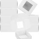 PATIKIL 3"x3"x1.6" Paper Soap Box with Window, 20 Pack Homemade Soap Boxes Square Presents Packaging Boxes for Birthday Christmas DIY Craft, White