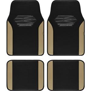 Skechers Car Floor Mats,Memory Foam Car Mats,Floor mats for Cars with Anti-Slip PVC Heel Pad,Universal Fit Automotive Floor mats for SUV,Vans,sedans, Trucks,Set of 4pcs,Beige
