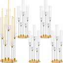 Barydat 4 Pcs Acrylic Candelabra Centerpieces Candle Holder Crystal 5 Arm Candlesticks Holder with Acrylic Shade Pillar Taper Candlestick for Wedding Dinner Party Fit 0.87" LED Candle(Gold,4 Pcs)