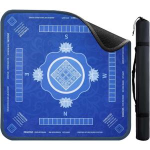 Mahjong Mat, 31.5" x 31.5" Mahjong Mat for Table with Rules, Waterproof Surface Mah Jongg Mats, Anti Slip & Noise Reduction Gaming Mat for Poker/Cards/Board Games/Tile Games, Mahjong Tablecloth