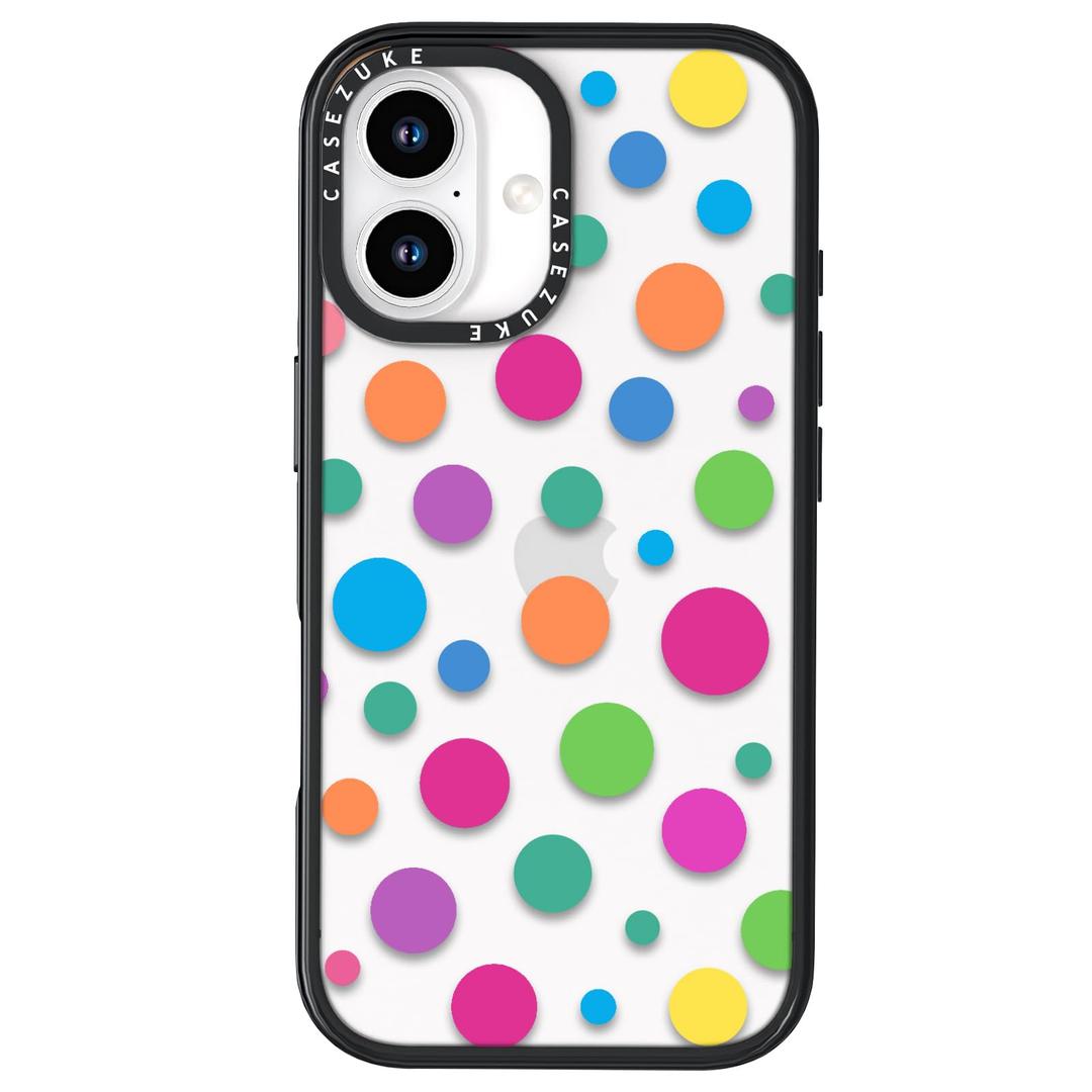 Clear TPU Phone Case Cover for iPhone with Design, Drop Protection, Cute Case for Girl Women (Clear-Colorful Polka Dots, iPhone 17)