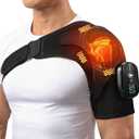 Cordless Heated Shoulder Massager, Portable Shoulder Brace Heating Pad with 3 Heat & Vibration Heated Shoulder Wrap Brace for Men Women