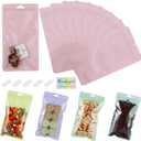 150 Pcs Pink Mylar Bags - 5x8 Inch, Holographic, Resealable, Smell Proof, Freeze Dried Candy Packaging (4.7"x8.7")
