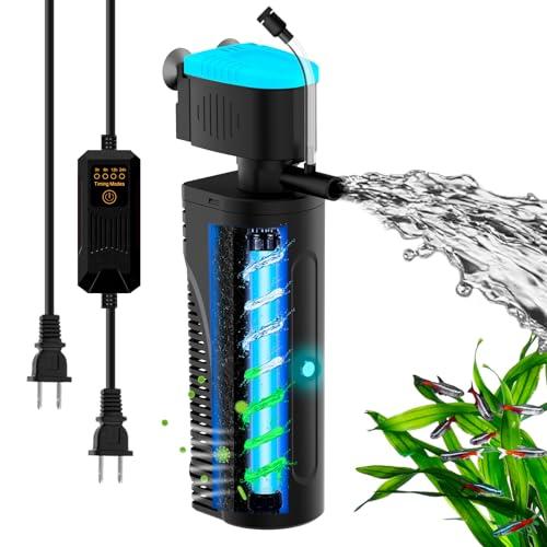 FUMAK Aquarium Filter with U - V Clarifier for Green Water Cleaning | Fish Tank Filter to Remove Al-gae | Green Killing Machine | Aeration/Rainfall Mode | with Timer | Turtle Tank Filter (20-70Gal)