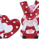 MEETYAMOR Valentines Day Decor, 4 PCS Resin Love Gnomes Figurines for Valentines Day Decorations, Sweet Heart Gnome Statues for Home Indoor Living Room Table Mantle Shelf Tired Tray, Red Pink
