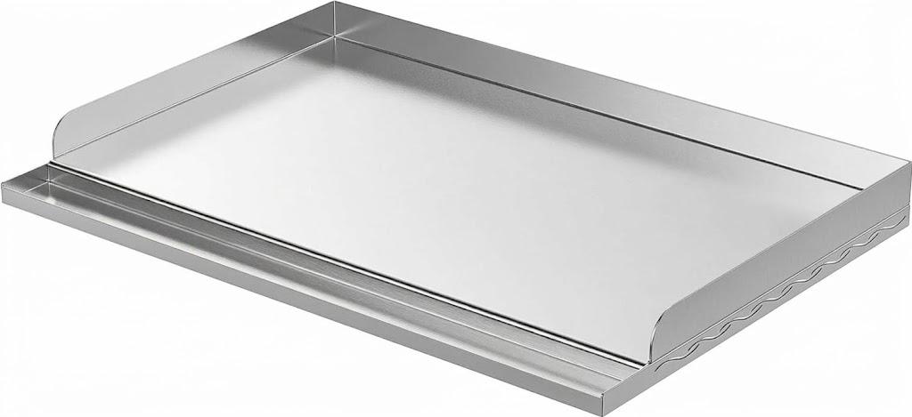 Universal Stainless Steel Griddle Plate, 23" x 16"
Rectangular, Even Heating Bracing, For BBQ Charcoal/Gas Grills, Hibachi Flat Top Griddle, Indoor/Outdoor Cooking