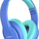 Kids Bluetooth Headphones, Lightweight Wireless Headphones for Kids, 85/94dB Volume Limited, 60 Hours Playtime, Bluetooth 5.3, Over-Ear Toddler Headsets with Built-in Mic-Blue