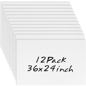 12 Pack 24'' x 36'' Large White Corrugated Plastic Sign Blank Poster Board Double Sided for Outdoor Garage Sale, Rent, Birthday Party, Guidepost Decorations