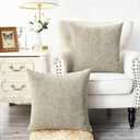 CaliTime Throw Pillow Covers Pack of 2 Soft Water Waves Texture Solid Dyed Chenille Cushion Cases for Couch Sofa Home Decoration 18 X 18 Inches Taupe