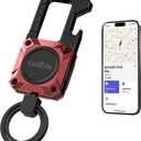 Keychain, Works with Apple Find My, Heavy Duty Key Chain Bottle Opener, Carabiner Car Key Chains with GPS Tracker, Key Finder, Bluetooth Tracker for Luggage, Kids, Bags and More, Rechargeable, Red