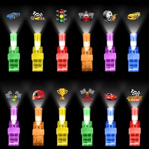 Capoda 36 Pack Race Car Party Favors LED Finger Lights Glow in The Dark Rings with racing Car, Checkered Flag & Helmet Projections, Birthday Goodie Bag Stuffers, Piata Fillers, Classroom Prizes