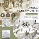 8 Packs White Tablecloths for Round Tables, 120 Inch Stain Resistant and Wrinkle Polyester Fabric Washable Table Clothes Cover for Kitchen Dining, Wedding, Reception Banquet, Birthday Party