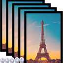 16x24 Picture Frame Set of 5, Black Photo Frames High Transparent Wall Gallery Desktop Horizontal Vertical for Canvas Collage Photo Poster Certificate 16 x 24 inches