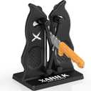 Edge Kitchen Knife Sharpener  Pull-Through Manual Sharpener with Spring Arms  Tungsten Carbide, Self-Adjusting Angle, Fast Edge Repair for Kitchen, Outdoor, and EDC Knives (Black)