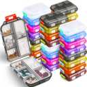 Mumufy 32 Pcs Travel Pill Organizer Bulk 10 Compartments Pocket Portable Pill Case Daily Box Dispenser for Vitamin Fish Oil Compartments Different Medicines, 8 Colors