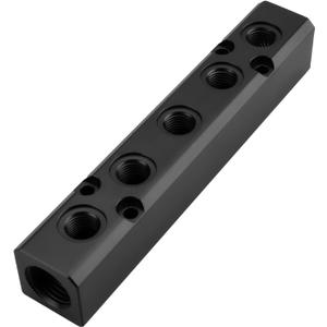 Air Manifold, 5 Way 7 Port Air Compressor Manifold, Air Hose Inline Manifold Block Splitter, Pneumatic Manifold Air Distribution Block, NPT 1/2 Inch Supply Port, NPT 1/4 Inch Output Portblack