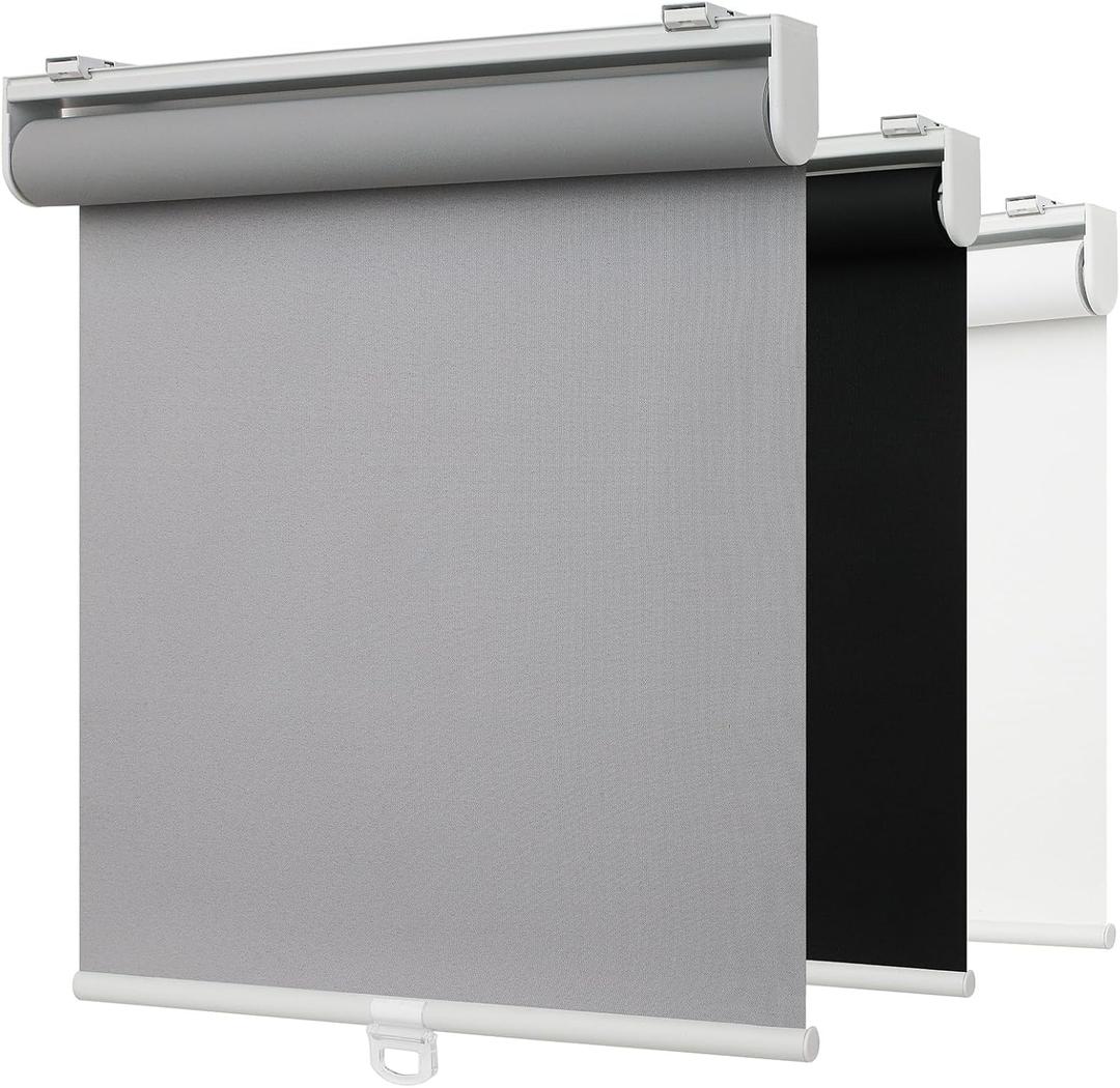 100% Blackout Indoor Cordless Roller Shades for Windows,Room Darkening Rolled Up Blinds with Spring System,Thermal Insulated UV Protection Waterproof Fabric for Home Office (Grey,57" W x 72" H)