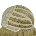 GNIMEGIL Long Blonde Curly Wigs Golden Blond Tones 22 Inch Long Wavy Synthetic Full Hair With Bangs 80s Vintage Costume Wigs For Women Highlights Halloween Wig