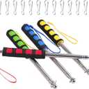4 PCS 6.5ft Telescopic Flag Poles,Stainless Steel Handheld Portable Extendable Retractable Flagpoles with Clips,Anti-Slip Grip,Telescoping Banner Flag Pole Pointer for Tour Guide,Teachers,Festival