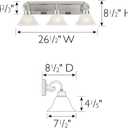 Design House Millbridge 3-Light Vanity Light, Satin Nickel Finish, Frosted Glass Shades, Dimmable, Bathroom Wall Fixture Design House, 517383