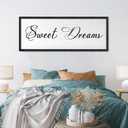 Sweet Dreams Wall Decor Above Bed 40x15 Inch Large Master Bedroom Hanging Wood Rustic Framed Farmhouse Sweet Dreams Sign Guest Room Aesthetic And Minimalist Over Bed Wall Art（Black）