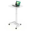 Mount-It! Rolling Laptop Desk Adjustable Height (29.6”-44.2”), Mobile Workstation Cart with 23.6” x 20.5” Desktop, Small Sit-Stand Desk for Home, Office, or Classroom in White