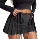 Y2K Skirt Pleated Low Rise Mini Skirt Sexy Preppy Coquette Micro Skirts Rave Skirts for Women (Medium, Black)