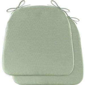 Battilo Chair Cushions for Dining Chairs with Ties, Indoor/Outdoor Kitchen Chair Pad with Non-Slip Backing, Dining Seat Cushion with Machine Washable Removable Cover, 16"x16"x2", Set of 2, Sage Green, 2 Count