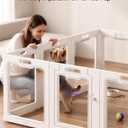 Clear Acrylic Dog Playpen Indoor with 2 Doors, 24" H 12-Panel Transparent Puppy Playpen for Small Dogs Split into Potty Zone + Play Area or Open as Large Rectangle Enclosure, Tool-Free, Anti-Slip