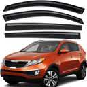 Lightronic Extra Durable Outside Mount Auto Vent Window Visor, Fits 2011-2016 Kia Sportage, UV Protection Rain Guard, Smoke Original Wind Deflector, No-Drill Easy Install, 4-Pcs