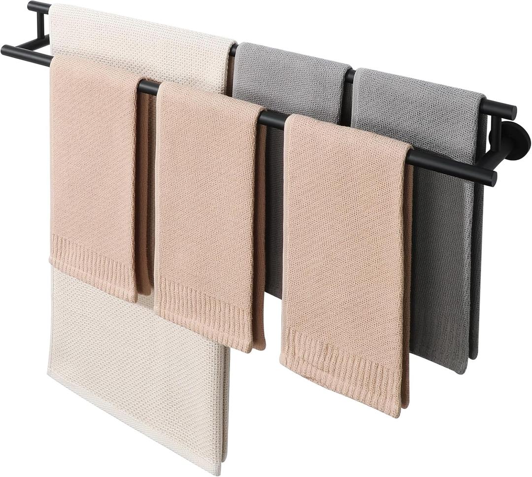 Alise Double Towel Bar Black,28" Towel Rack for Bathroom Wall Mounted,Bathroom Towel Rack SUS304 Stainless Steel Bathroom Towel Holder Quick Drying Hand Towel Holder Towel Bar for Walls