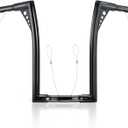 MoKitDora Sportster Dyna Softail Road King Road Glide Ape Hanger Handlebar 16" Rise 1-1/4 Fat 1" Clamp Batwing Apes Z Bars for Harley XL883 1200, Black