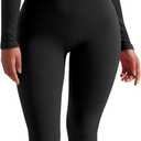 SUUKSESS Women Long Sleeve Ribbed Jumpsuit Zip up Front Workout Bodycon Romper (Large, 01 Black)