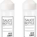 CHILDHOOD 12 oz Squeeze Bottle, Plastic Seasoning Bottle With Cap, For Vinegar Olive Oil Soy Sauce Set Of 2 Pcs - White