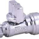 LD Valve-1/4 Turn Push-Fit Straight Stop Valve,1/2-in Push Fit Ptc x 3/8-in OD Compression Brass Straight Water Valve,Chrome Plated Str Supply Shut Off Valve for Faucet or Toilet Installation (2-Pack)