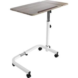 KMINA - Overbed Table with Wheels Adjustable Height, Tilt Top Bedside for Home Use, Medical (Wood)