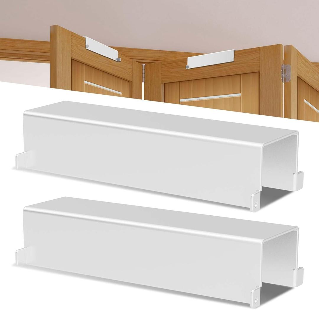 Bifold Door Lock, Fits Bi-Fold Doors from 1 1/8" - 1 3/8" Thick- Double Door Safety Locks Keep Toddler, Cats & Dogs Out of Closets, Cabinets, Pantry| Installation-Free (White, Big 2PCS)