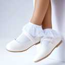 BlueKnot Girl Mary Jane Ballet Flat Dress Shoe for Toddler Little Kid(White 10 Toddler)