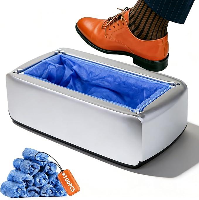Automatic Shoe Cover Dispenser,100 High-Quality Non-Woven Fabric Shoe Covers,Shoe Covers Disposable Dispenser,No Electricity Needed Shoe Cover Machine for House/Office/Lab,Fits Most Shoe Sizes