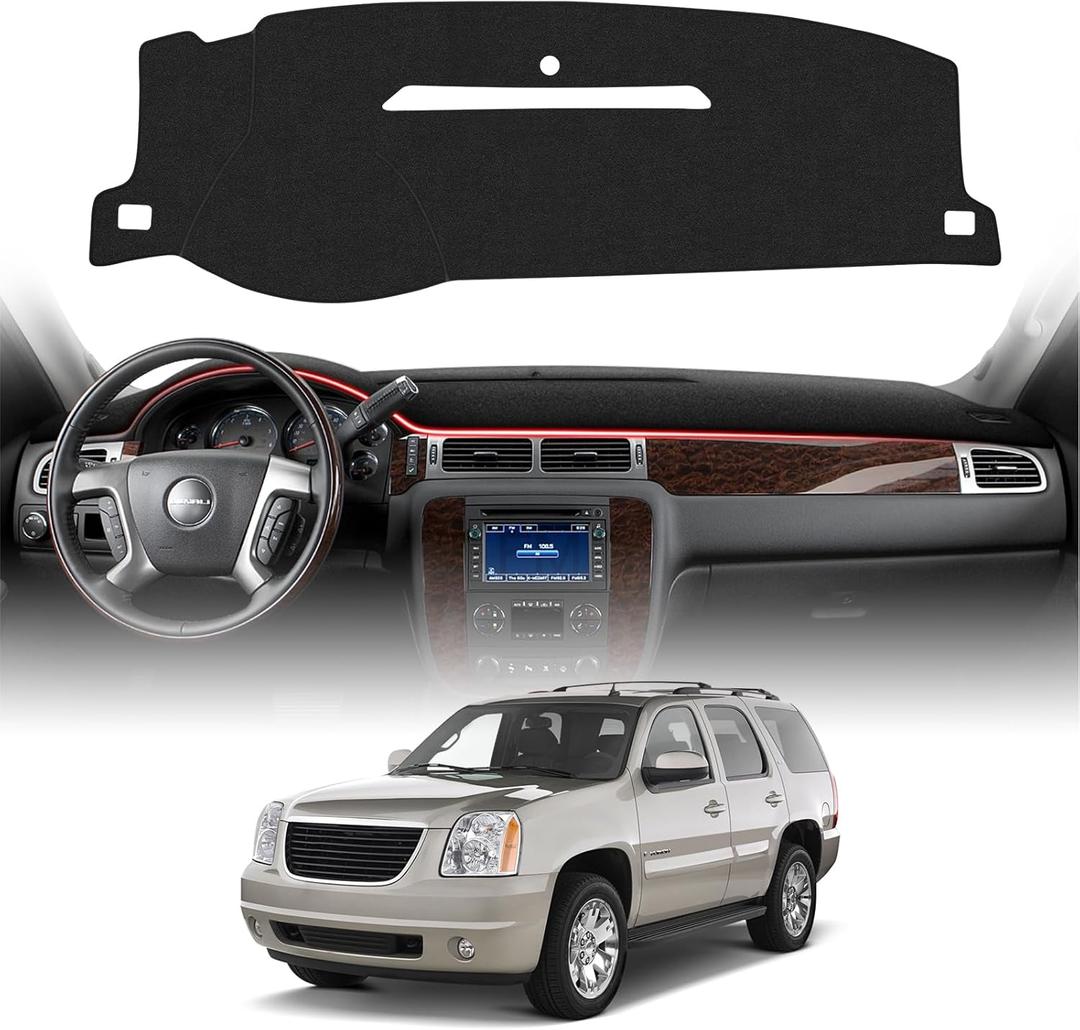CARTIST Dash Cover Fits for 2007-2013 Chevy Silverado Sierra(NOT fit LT/WT/LS), 2007-2014 Chevy Tahoe Suburban Denali Avalanche & GMC Yukon/XL Without Dash Speaker(Only fit ONE Glove Boxes)