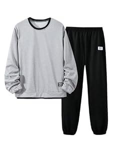SHENHE Boy's Sweatsuit 2 Piece Outfits Crewneck Sweatshirt and Jogger Sweatpants Set Jogging Suit Grey 13Y