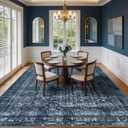 10x12 Area Rugs for Living Room, Non Slip Washable Rugs Large Rug Indoor Carpet, Durable & Soft Vintage Rug for Bedroom Dining Room Home Office Decor, Navy Blue