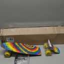 Skateboards Complete 22 Inch Mini Cruiser Retro Skateboard for Kids Boys Youths Beginners (Bending color lines)